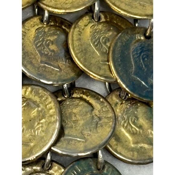 Vintage Coin Chandelier Earrings Gypsy Boho Dangle Gold Tone Cosplay 3" Drop - Picture 3 of 7